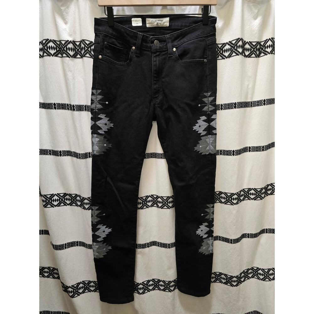 Miss Me Vintage Aztec embroidered black skinny jeans stretch denim size 30